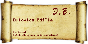 Dulovics Béla névjegykártya